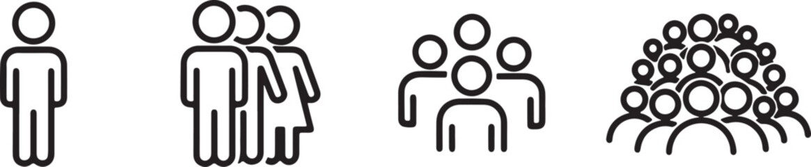 Group of People Icons crowd symbol, people, group, crowd, icon, symbol, man, woman, figures, silhouette, graphic, design, black and white, isolated, white background, community, team, society, gatheri