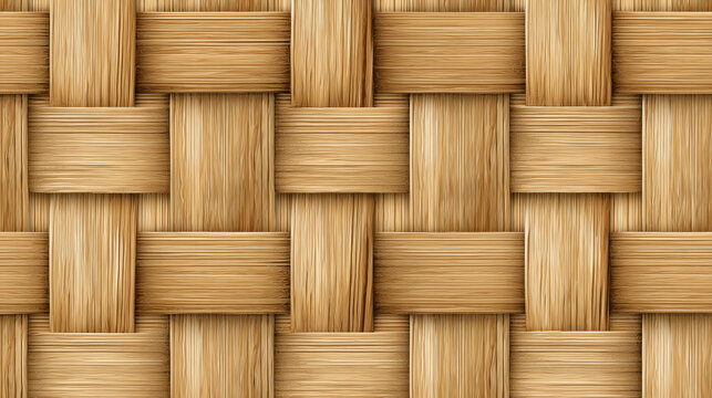 Seamless bamboo pattern with wicker basket weaving texture background
