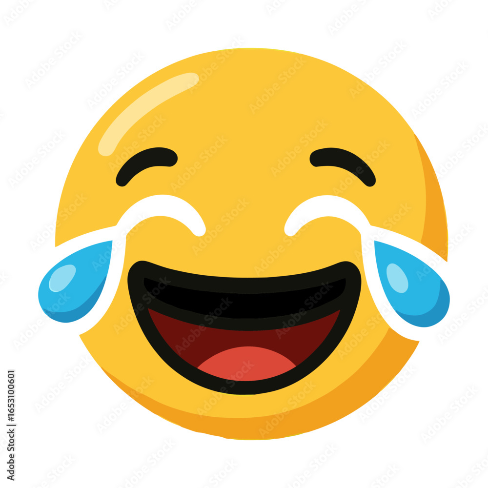 Poster a smiling face with tears in its eyes. the face is laughing and crying at the same time