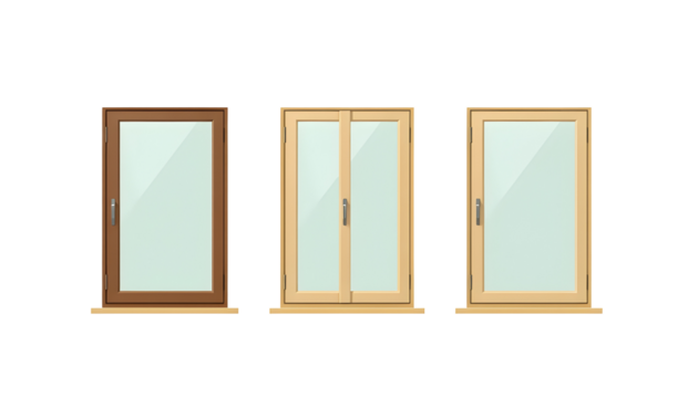 Window illustrations set on a transparent background for various applications