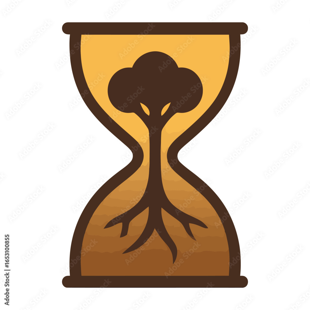 Poster a tree is growing out of a clock. the tree is growing out of the clock's face and the hands