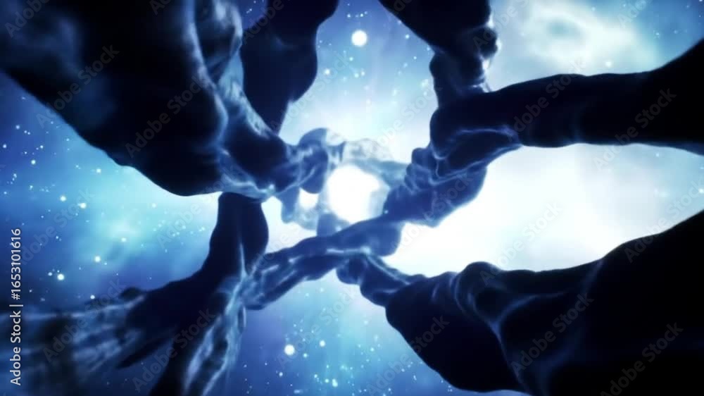 Aufkleber abstract dna helix or data network in futuristic space. conceptual background for science, technolog