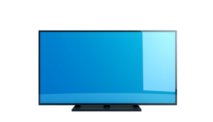 Modern Flat-Screen Television with Blue Display on Transparent Background