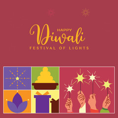 Happy Diwali Festival of Lights | Diwali Greeting Card Design