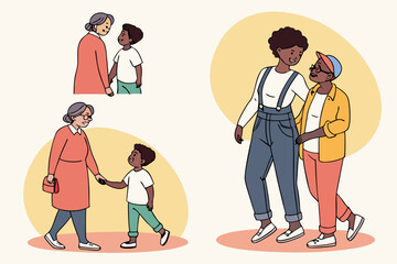 Fototapeta premium Generations bonding and walking together in a loving and supportive way