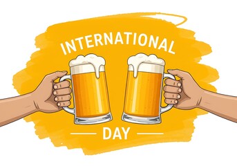  two hands holding beer mugs for a cheers on international day