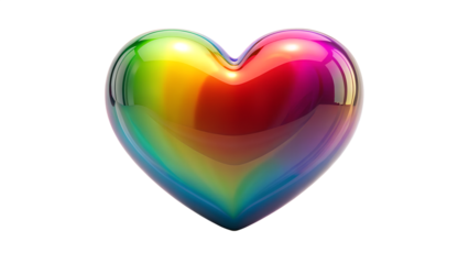 A vibrant rainbow heart symbolizing love, pride, and diversity isolated on transparent background