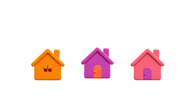 3D Cartoon Houses Set