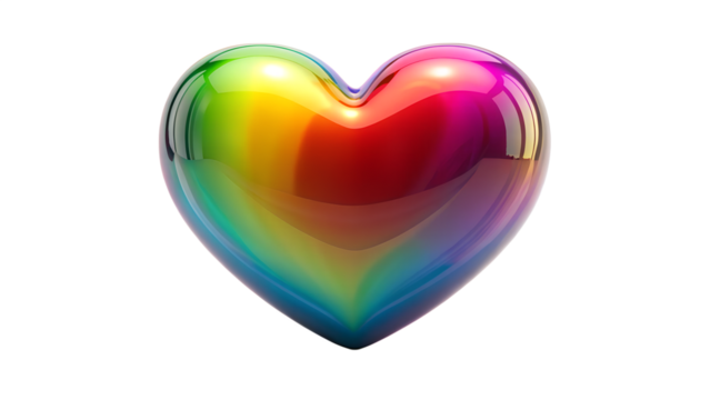 A vibrant rainbow heart symbolizing love, pride, and diversity isolated on transparent background