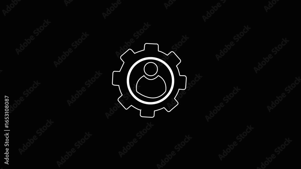 Poster profile setting .concept of business workflow and automation . man and setting neon line icon isolat