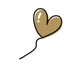  A simple, minimalist cartoon illustration of a golden heart-shaped balloon