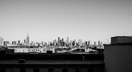 Fototapeta premium New York City Skyline with Buildings and Copy Space