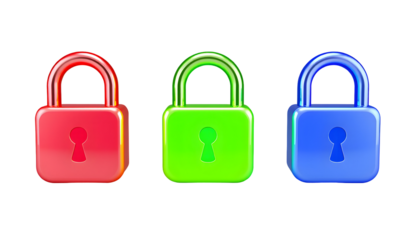Colorful Padlocks Red Green and Blue Secure Icons