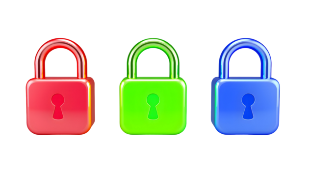 Colorful Padlocks Red Green and Blue Secure Icons