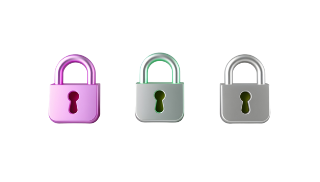3D Rendered Padlocks Set on Transparent Background - Powered by Adobe