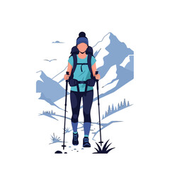 Woman Hiking Vector