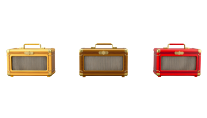 Vintage Amplifier Collection Gold Brown and Red