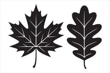 Fall Silhouette Bundle EPS Autumn Leaves Pumpkin Thanksgiving Halloween Clipart Set