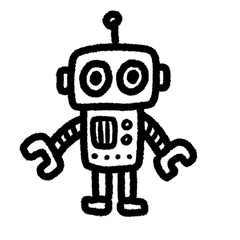 robot ai png outline, cute cartoon handdraw clipart kids doodle element hand drawn doodle, handwriting clipart, kawaii kids drawing, funny character, childlike sketch, handwritten words,