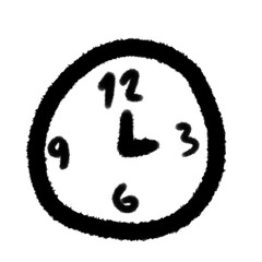 clock png outline, cute cartoon handdraw clipart kids doodle element hand drawn doodle, handwriting clipart, kawaii kids drawing, funny character, childlike sketch, handwritten words,