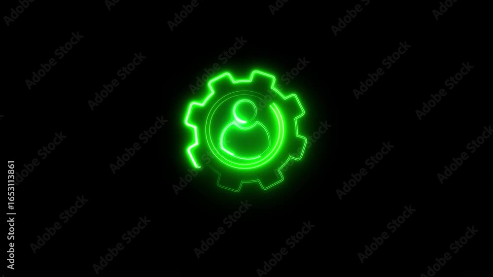 Poster user setting. profile setting .concept of business workflow and automation . neon style man avatar i