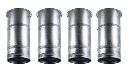 Four metal cylinders in a row