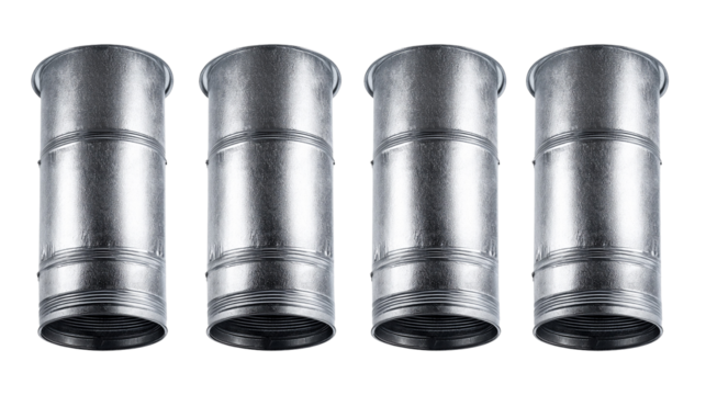 Four metal cylinders in a row