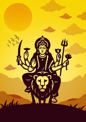 Happy durga pooja indian festival post design