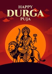 Happy durga pooja indian festival post design
