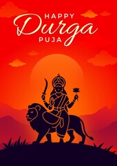 Happy durga pooja indian festival post design