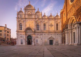 Renaissance marble facade of Scuola Grande di San Marco Venice