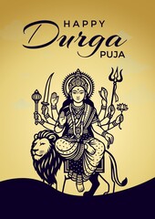 Happy durga pooja indian festival post design