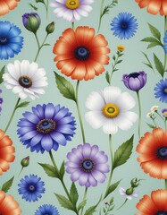 Vintage aesthetic seamless wallpaper pattern of delicate wild flowers.