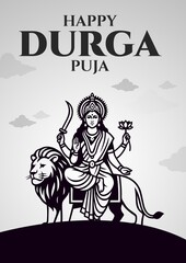 Happy durga pooja indian festival post design