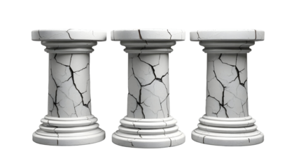 Cracked Marble Pillars Ancient Architectural Elements