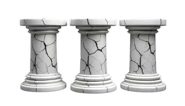 Cracked Marble Pillars Ancient Architectural Elements