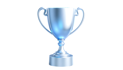 Shiny Silver Trophy Cup on Transparent Background