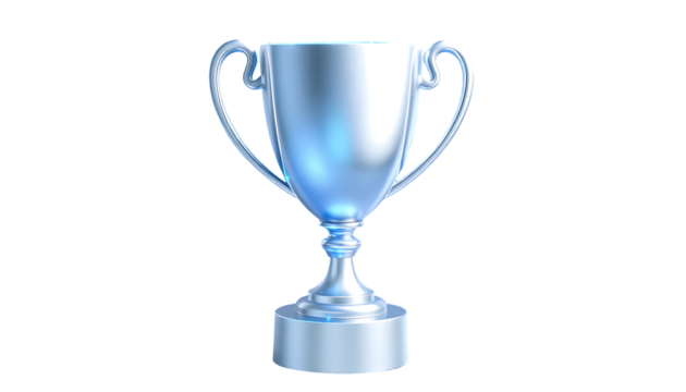 Shiny Silver Trophy Cup on Transparent Background