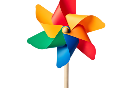 Colorful pinwheel toy isolated on a transparent background