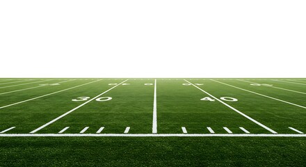 Obraz premium Vibrant green football field with yard lines, ready for game day action
