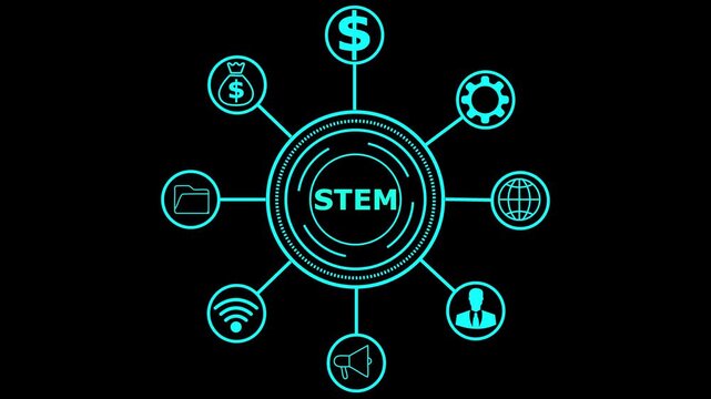 Business Technology Science, technology, engineering and math. STEM concept transparent background 4K video information, insight marketing network service 4k