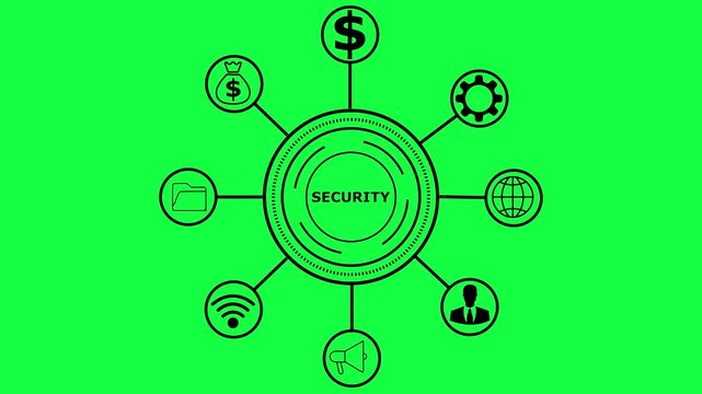 blockchain security Business Abstract Digital Protecting Network Data 4k animation...