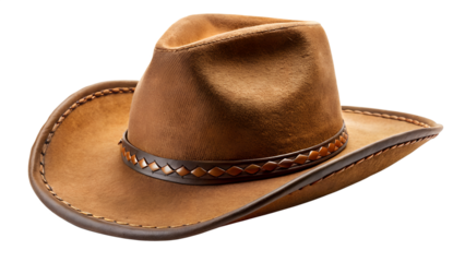 Classic brown cowboy hat isolated on transparent background, a timeless symbol of western fashion and outdoor style