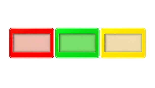 Three Rectangular Frames in Red, Green, and Yellow with Transparent Background