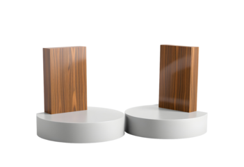 Wooden Blocks on White Pedestals