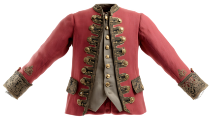 Buttoned military coat from 18th-century soldier?s uniform