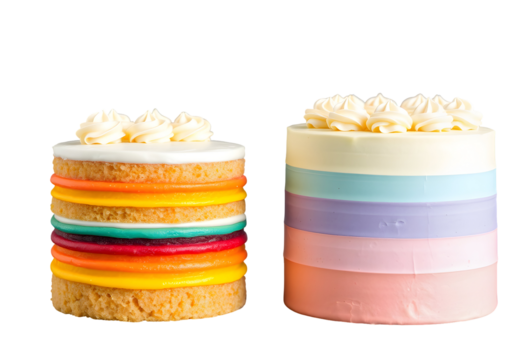 Colorful Mini Cakes with Frosting Decorations