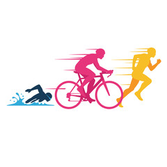 Obraz premium vector editable triathlon poses for any graphic background