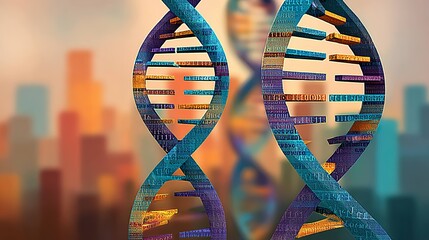 Intricate dna double helix design with binary code