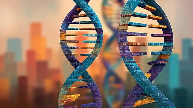 Intricate dna double helix design with binary code